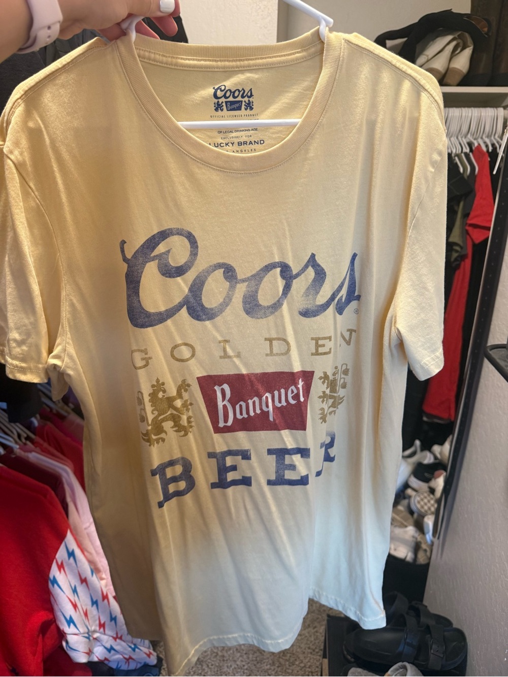 Lucky Brand Pale Yellow Coors Graphic Tee